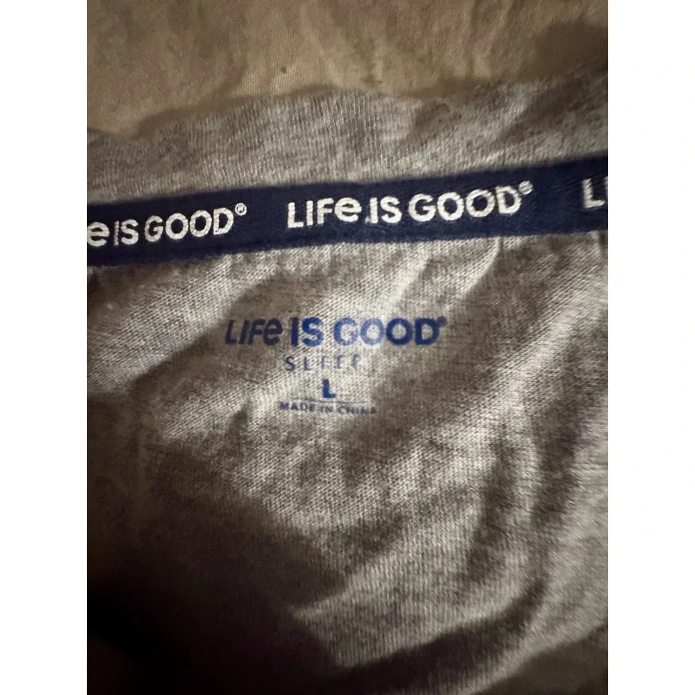 Life Is Good Sleep Pajama Set L Start Me Up Coffee Mug Long Sleeve Shorts Gray